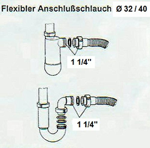 tecuro flexibler Waschtischablauf Siphon Geruchsverschluss Verlängerung 1 1/4 Zoll - 3