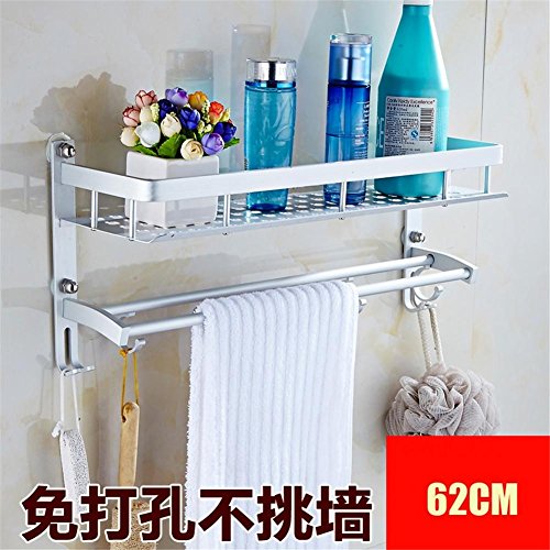 Preisvergleich Produktbild HomJo Satin Silber Badezimmer Regale Wandmontierte Badezimmer Ablage Handtuchhalter Bad Zubehör Handtuchhalter Handtuch Trockner , 3