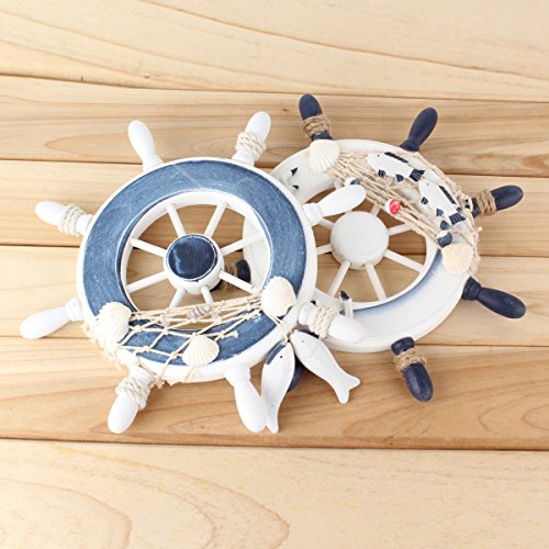 UniqueBella Wanddeko Anhänge Schiff Lenker Lenkrad greenock Steuerräder Weiß 23 CM - 4