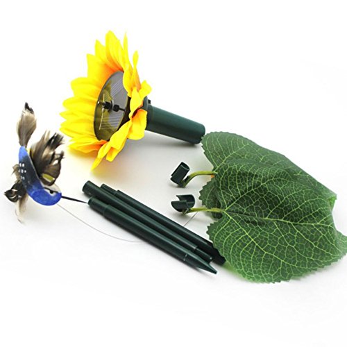 Kungfu Mall Solar Power Künstliche Sonnenblume Kolibri Rotation Flatternde Vogel Garten Dekoration - 5