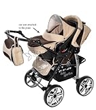 Baby Sportive Kamil, Kombikinderwagen set – incl. Kinderwagen mit Zubehör, Babyschale und Sportwagen Aufsatz. System mit RÄDER NICHT SCHWENKBAR. Reisesystem Farbe: Brown & Beige - 6