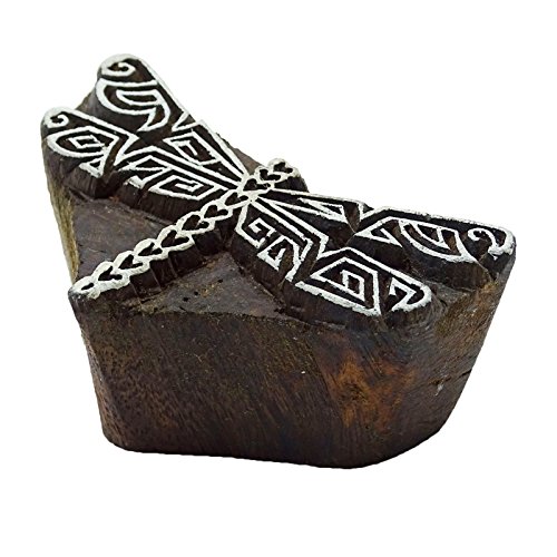 Holztextilmarken Libelle Scrapbook-Stempel braun indian blockprint - 2