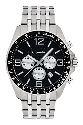 Gigandet Quarz Herren-Armbanduhr Fast Track Chronograph Uhr Datum Analog Edelstahlarmband Silber Schwarz G12-007 Gigandet Quarz Herren-Armbanduhr Fast Track Chronograph Uhr Datum Analog Edelstahlarmband Silber Schwarz G12-007