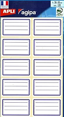 Apli Étiquettes écolier. Étiquettes scolaires en pochette. Format (mm):36 x 56;Nombre d'étiq./étui:120