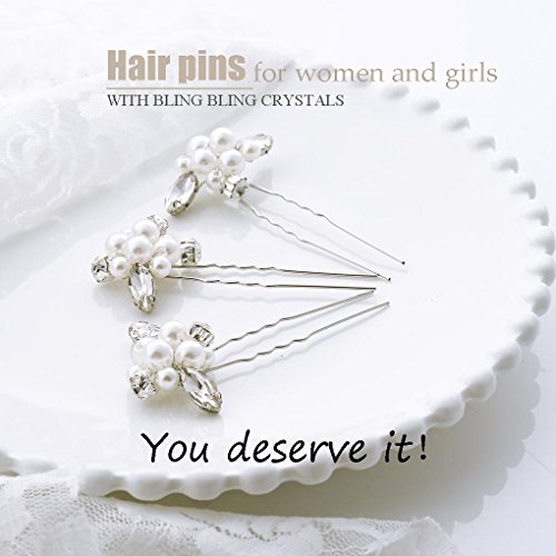 Aukmla Damen Haarschmuck, Brautschmuck, Haarnadeln, 3 Stück - 5