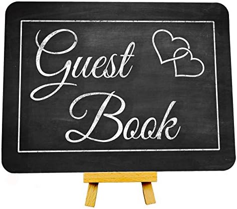 LoveHeart Chalkboard Style Wedding Guest Book Metal Sign With Stand