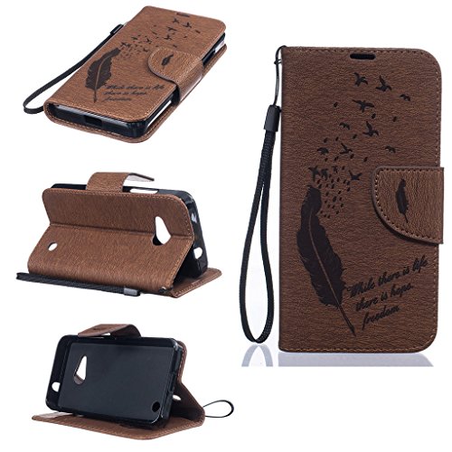 Lumia 550 Funda  SATURCASE Repujado Cuero De La PU Magn  tico Capirotazo Billetera Apoyo Bumper Protector Funda Carcasa Case Para Microsoft Lumia 550  Marr  n 