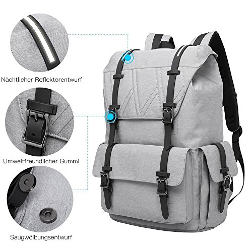 Evershop 24 liter Unisex Retro Oxford Wasserabweisend Rucks  cke Vintage-Stil Gro  er Kapazit  t Reiserucksack Wanderrucksack f  r Freizeit Camping Ou