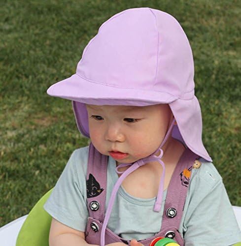 Diadia Clothing Toddler Infant Kids Sun Cap-Diadia UPF 50+ UV Ray Sun Protection Baby Hat w/Neck Flap &amp; Drawstring Summer Outdoor Baby Girl Boy Sun Beach Cotton Hat for 6-18 months (F)