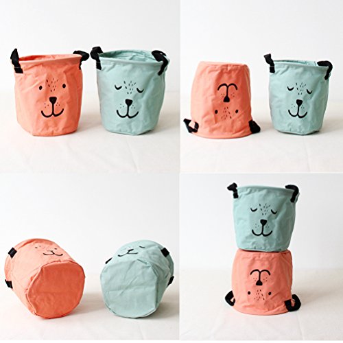 Inwagui Stoff Aufbewahrungsbox aus Baumwolle 2 Stück Aufbewahrungsbox, Aufbewahrungskorb aus Stoff Für Badezimmer Haushalt-Grün - 7
