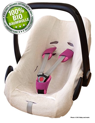 ByBoom® - Sommerbezug, Schonbezug für Babyschale aus 100% BIO Baumwoll-Frottee für z.B. Maxi-Cosi, CabrioFix, Pebble, City SPS, Farbe:Ecru
