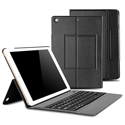 Book's Cover of Housse Clavier AZERTY iPad 2017 97 Pouces Bluetooth OMOTON Clavier Français Micro USB Gratuit Case Détachable et Auto Veille  Reveil Clavier Etui Coque En Cuir PU Equipe Une Support Pour New iPad 97 Noir