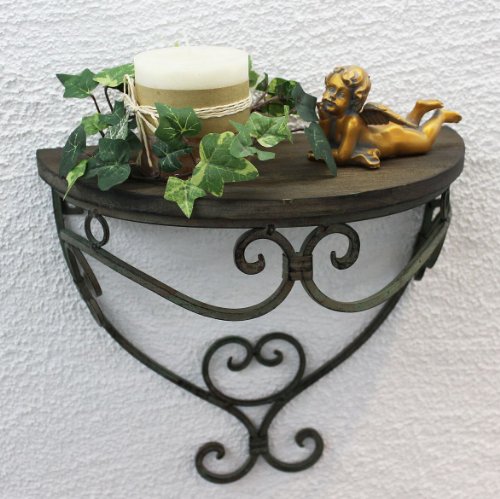 DanDiBo Wandregal 12095 Wandkonsole 31 cm'Malega' S aus Metall mit Holzablage Badregal