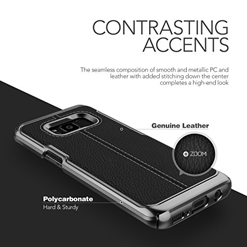 Galaxy S8 Hülle, VRS Design® Leder Schutzhülle [Schwarz] Handytasche Slim Case mit Echt-Leder Außenseite Ledertasche [Simpli Mod] für Samsung Galaxy S8 2017 - 5