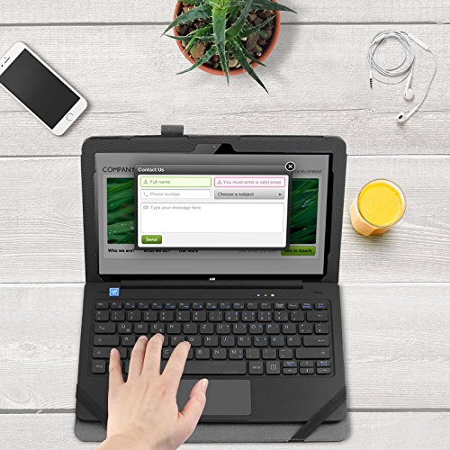 Odys Fusion Win 12 Pro 2in1 Hülle Case -Infiland Slim Fit Folio PU-lederne dünne Kunstleder Schutzhülle Cover Tasche für Odys Fusion Win 12 Pro 2in1 29,5 cm (11,6 Zoll) Tablet-PC (mit Auto Schlaf / Wach Funktion,Tablet und Tastatur sind nicht entgehaltet)(Schwarz) - 7
