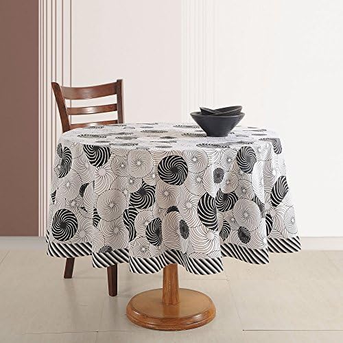 ShalinIndia Tablecloth Round 4 Seater Cotton Floral Print Indian Table Decoration 70 Inches