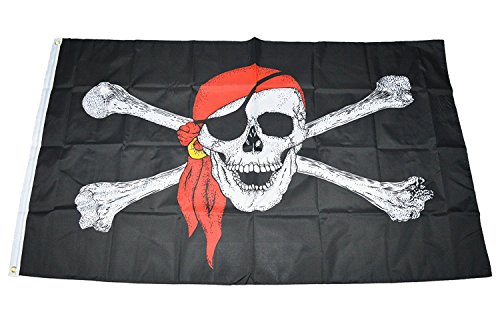 MC Trend® Drapeau Pirates avec rabat pour les yeux Pirate Tête de Mort Skull 90 x 150 cm