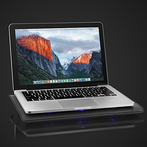 [Neue Version] AVANTEK 16 Zoll Laptop Kühler Notebook Cooler Ständer Kühlpad Kühlmatte mit 6 Ventilatoren, 2 USB-Anschlüssen, blaue LED Licht, verstellbare Ventilatorgeschwindigkeit - 7