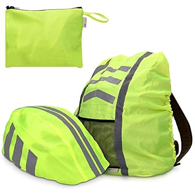 kwmobile Set Protection Pluie imperméable - Sécurité Unisexe néon pour Casques de vélo et Sac à Dos - Meilleure visibilité dans l'obscurité