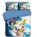 Produktbild CXDM Mikrofaser Bettbezug-Set 3 Stück (2 Kissenbezüge, 1 Bettbezug) 3D gedruckt Spongebob Schwammkopf Unterwasser Muster Bettwäsche Set(Kein Tröster),UKSuperking