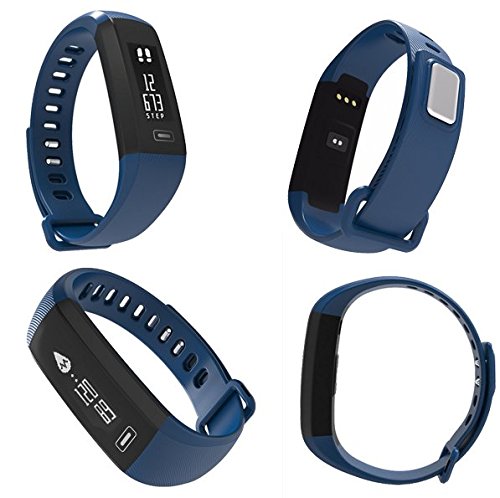 ROGUCI Smart Armband Wristband, IP67 Wasserdichte Blutdruck Oxygen + Oximeter Herzfrequenz Müde Monitor Fitness Schlaf Gesundheit Tracker, Smart Sport Tracking Armband Für iOS 8.0 Android 4.4, tägliche Laufleistung Pedometer Schritt Zähler Kalorien verbrannt Messung Call SMS Erinnerung Sesshaft,Blau - 6