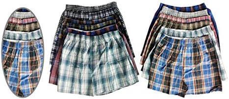A1A AVENUE3 Pack Mens Woven Check Print Poly Cotton Boxer Shorts Underwear Plain Trunks (Small-5XL) (4X-Large)
