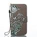 Produktbild Hülle für iPhone 5/5S/SE, Handytasche in Farbe Grau, YingC-T Elegant Luxus Prägung Schmetterling Blumen Muster Lederhülle Handyhülle iPhone 5S Schutzhülle Extra Dünn Ledertasche mit Kartenfach Standfunktion Magnetverschluss Handschlaufe Tasche Premium Design Leder Wallet Klapphülle Flip Brieftasche Etui Schale Book Case TPU Cover Bumfür Tasche für Apple iPhone 5/5S/SE