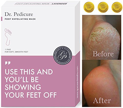BEST RATED Baby Foot Peel Pedicure Mask by Grace & Stella® - Odor Eliminator & Callus Remover - 100% Satisfaction Guarantee - Do It Yourself At Home Moisturizing Cuticle Soaks Socks (UK Seller) (1 Pair (£9.95/pc), Lavender)