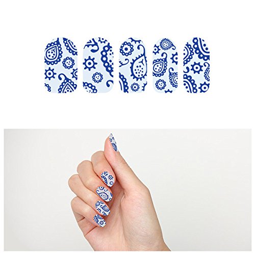 Tattify Paisley Nail Wraps - Denim on Denim (Set of 22)