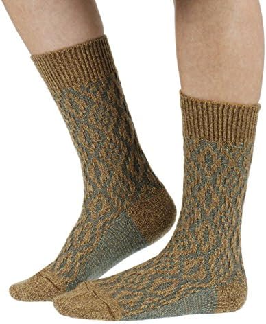 Ladies 1 Pair Scott Nichol Tatton Cable Stitch Wool Socks - Mustard 4-7