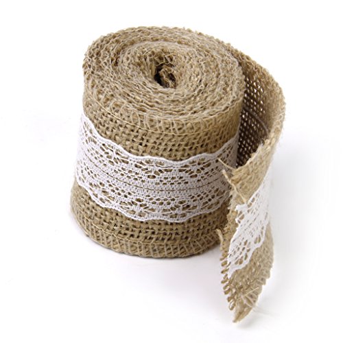 2M Hessische Jute Weisse Spitzen Handwerk Farbband für Handwerk Hochzeit Haus Dekor - 2