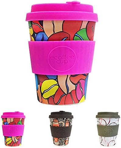 kaufdichgruen Colourful Ecoffee cup to go by of the aid project Waterfall I Coffee to go Bamboo mug with lid and silicone sleeve Dishwasher safe BPA free I 350 ml Cafe Coleur