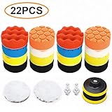 TDW Polierset für Bohrmaschine, 80mm/3 inch Polierschwamm Wolle Polierteller mit Polieraufsatz Akkuschrauber Polierpad Set für Auto Bohrmaschine und Poliermaschine Exzenter, 22pcs