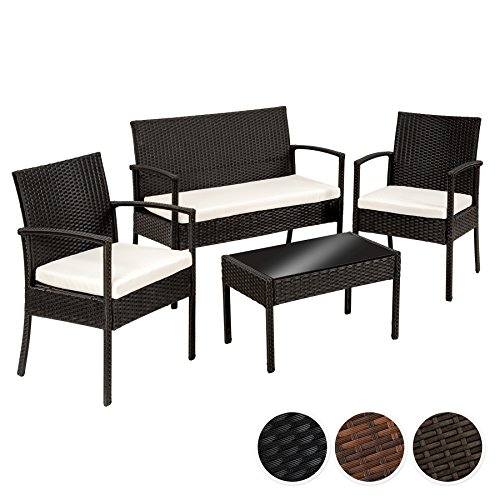 TecTake Poly Rattan Gartenmöbel Gartengarnitur Gartenset Sitzgruppe schwarz
