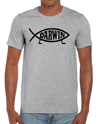 TeeDemon Darwin Fish Funny Mens Shirts Men's Tshirt All Sizes All  Colours Casual T-Shirt Gift by Sport Grey M