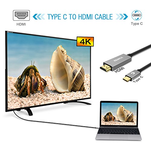 [4K @ 60Hz] USB C auf HDMI Kabel (6ft / 1.8m), USB 3.1 Typ C Stecker (Thunderbolt 3 kompatibel) zum HDMI Kabel für 2016 MacBook Pro, 2015 MacBook, ChromeBook Pixel, Samsung Galaxy S8 / S8 Plus von YONTEX - 6