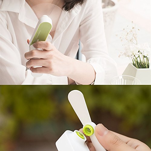 XMDZ Mini Tischventilator Handventilator USB Faltbar für Unterwegs Büro Batteriebetrieben Aufladbar 2 Speed Blätter aus Silikon - 6