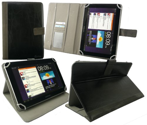 Emartbuy® Schwarz Eingabestift + Universalbereich ( 8 – 9 Zoll ) Schwarz Distressed PU Leather Multi Winkel Folio Executive Hülle Schutzhülle Case Cover Wallet mit Kartensteckplätze geeignet für Gigaset QV830 8 Zoll Tablet - 2