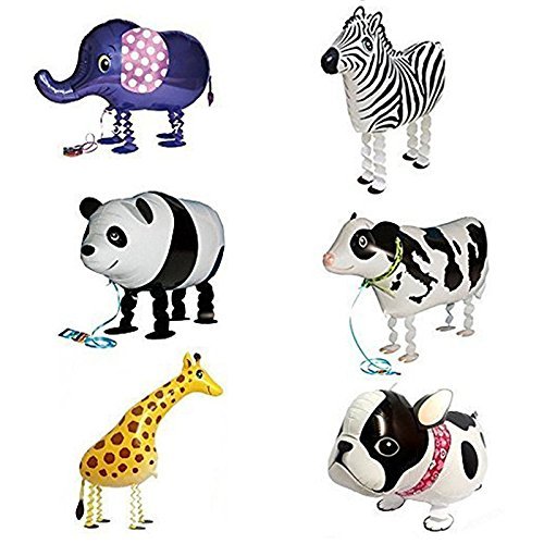 Ballon - TOOGOO(R)6pcs Kind Party Tier Ballon- inklusive Bulldogge, Giraffe, Zebra, Elefant, Panda, Kuh