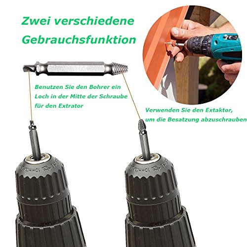 Bermud 4-teilig Schraubenausdreher-Set HSS Bohrwerkzeuge Schraubenlöser Werkzeug Bit-Set H.S.S. 4341#, Härte: 62-63hrc, Spezifikationen: # 1, # 2, # 3, # 4, zum Entfernen beschädigter Schrauben - 4