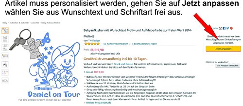 Babyaufkleber mit Wunschtext Motiv und Aufkleberfarbe zur freien Wahl (GM-Motive) - 7