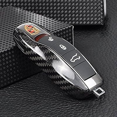 T-Carbon Coque de protection en fibre de carbone à deux pièces pour télécommande de Porsche 991 981 Cayenne Panamera (noir brillant)
