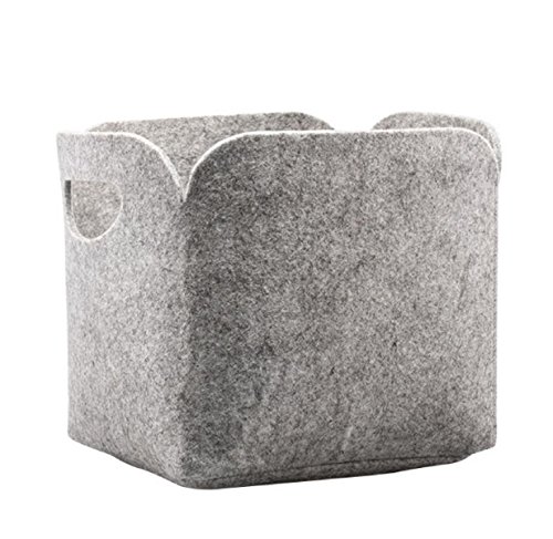 MumoHome Wäschekorb Filz faltbar Wäschesammler Aufbewahrungskorb Filzkorb - Groß, Hellgrau