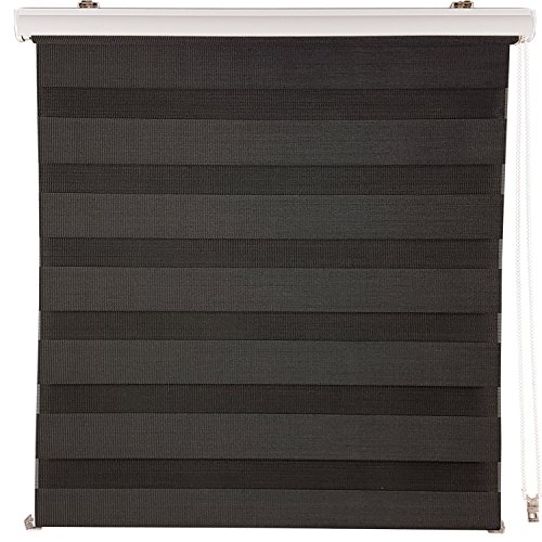 DuoRollo+ Premium Doppelrollo mit variabler Klemmfix-Halterung und Frontblende Seitenzug-Rollo mit Alu Klemmträgern für Fenster und Türen, Farbe:Anthrazit, Größe:90 x 160 cm - 3