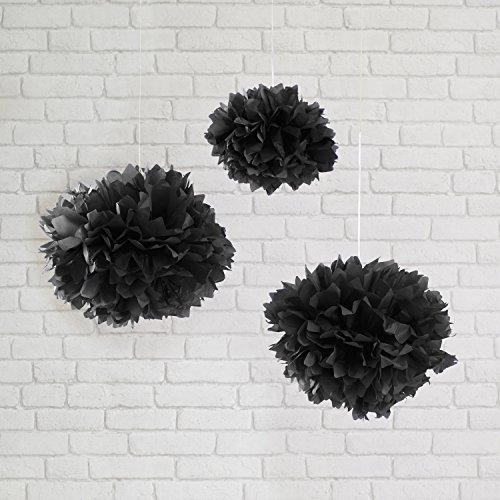 6er Set Seidenpapier Pompoms Halloween Deko Schwarz Orange Lights4fun - 2