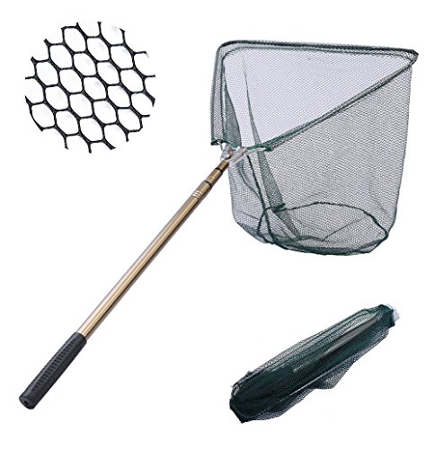 Romote Pêche épuisette Fish Net, Pliable Pliable Pôle poignée télescopique, Matériaux métalliques Joints, Fish Safe saisir et libérer - 65' / 165cm