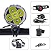 Produktbild Lospu HY® 6000LM 5x CREE XM-L T6 LED 3 Schalter-Modi Fahrrad-Scheinwerfer Scheinwerfer-Licht-Maßeinheit (kann als Scheinwerfer- oder Fahrrad-Licht benutzt werden) und 4x18650 nachladbarer Batteriesatz (7200 Milliamperestunden) + Aufladeeinheit (100v-240v)
