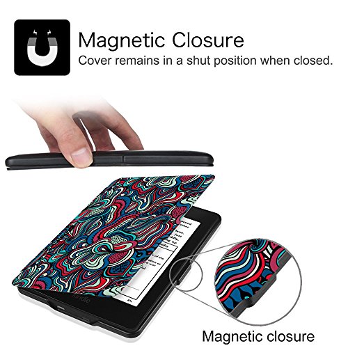 Fintie Kindle Paperwhite Hülle – Die dünnste und leichteste Smartshell Case Schutzhülle Tasche mit auto Sleep / Wake für den neuen Kindle Paperwhite 2015 (mit 300 ppi-Display, 6 Zoll, und integrierter Beleuchtung) und alle Modelle von 2012, 2013, 2014, Magische Pilze - 7