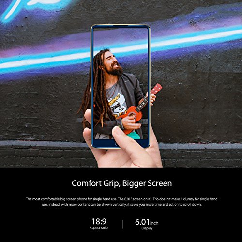 KOOLNEE K1 Randloses 4G Smartphone 6GB RAM+128GB ROM 6.01 Zoll FHD+ Android 7.1 Helio P23 Octa Core 2.0GHz 16.0MP+2.0MP Dual RÃ¼ckkamera, Dual Sim Dual Standby, GroÃŸer Akku mit 4200mAh Fingerabdrucksensor - Blau (2018 Pro Version)