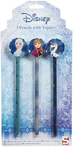 Assorted PENCILS with ERASER TOPPERS Fun Party Bag Pass Parcel Ideas Small Gifts Pencil Erasers Kids Fun (Frozen)